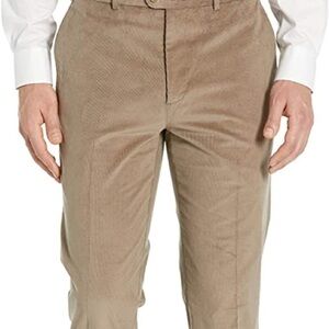 Bensol Men's Flat Front Baby Cord Dress Pants- Trimmer Silhouette